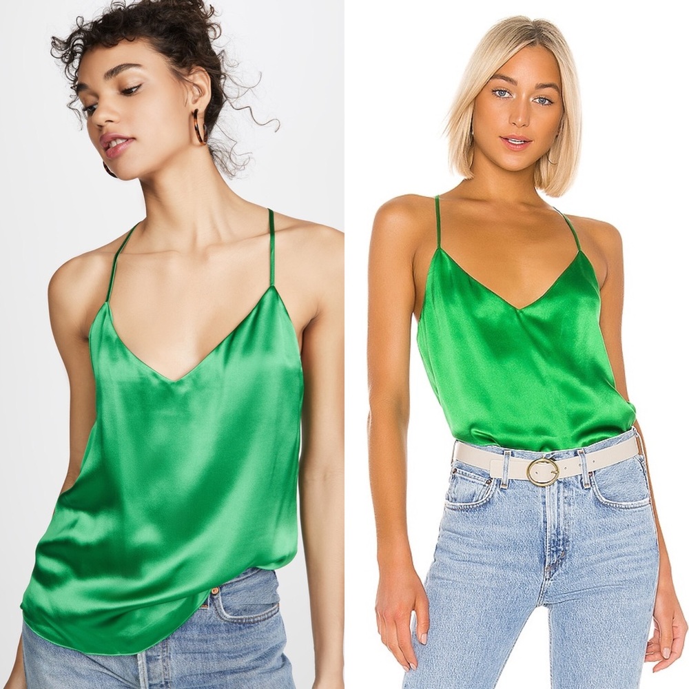 NWT L’AGENCE Kylee Racerback Silk Tank Top Blouse Size Small Green